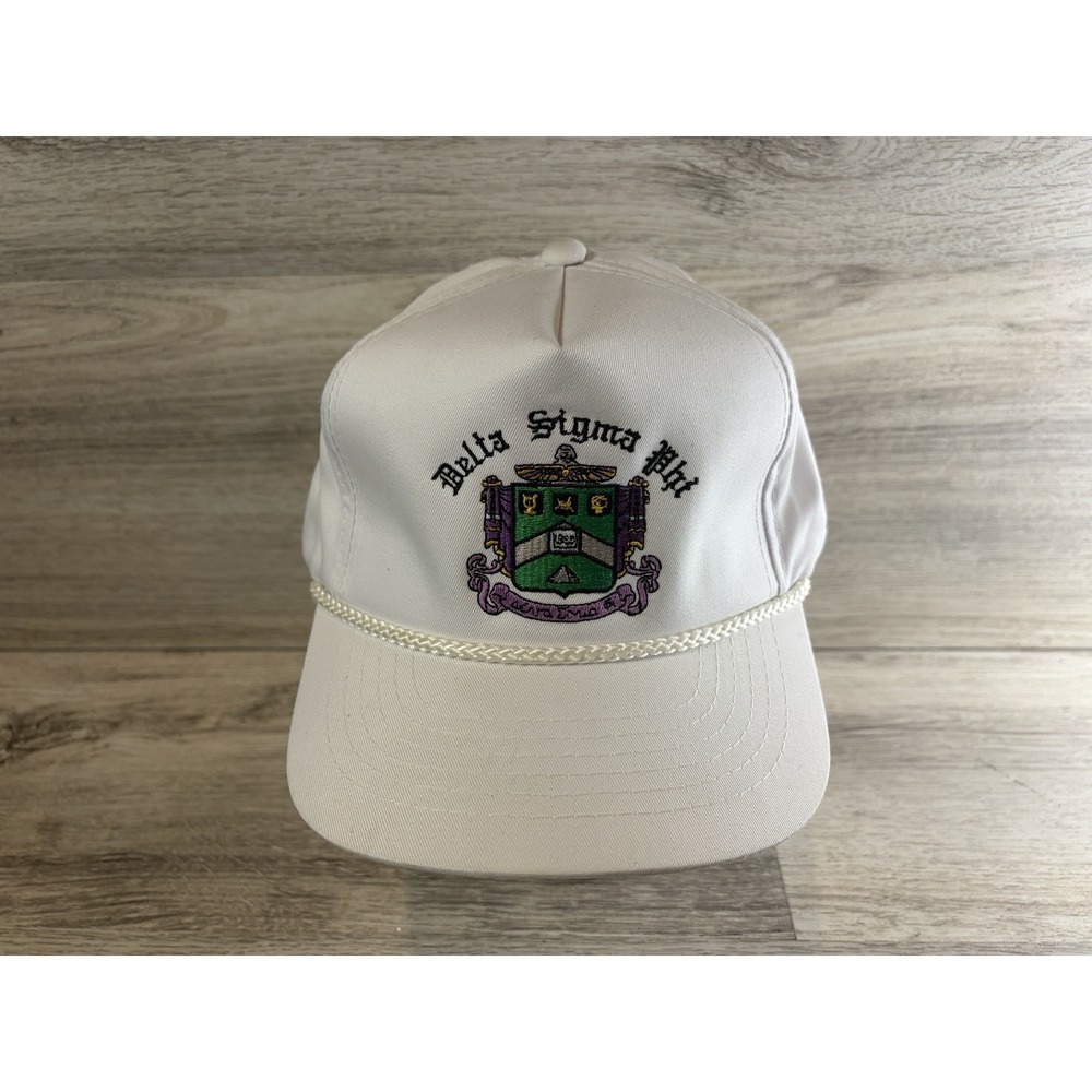Vintage Delta Sigma Phi Strapback Hat Cap Adjustable White Embroidered College